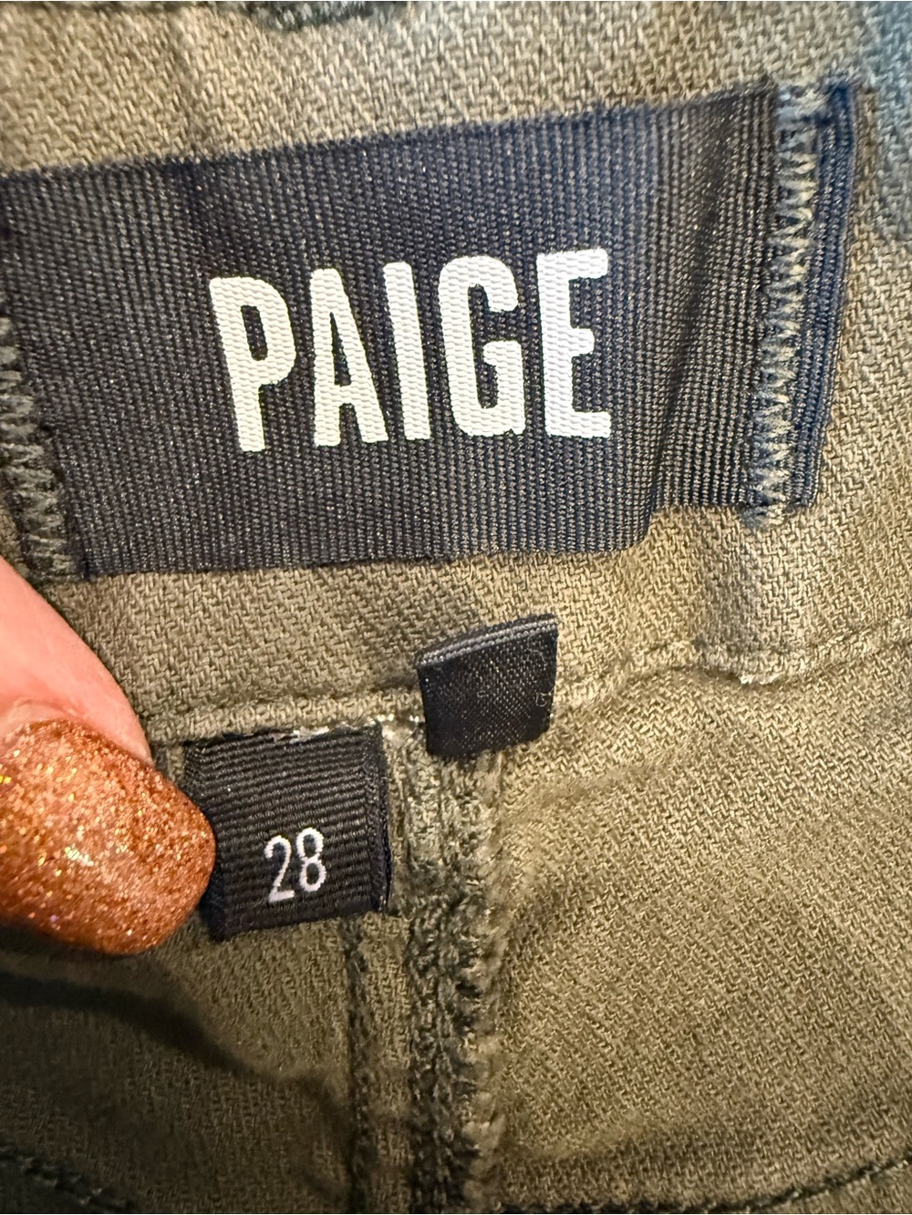 PAIGE Vintage Forester Green Ari Waistband Tie and Stitch Utility Pockets Pant - Picture 11 of 14